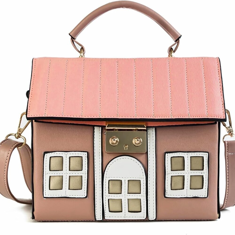 House Shaped Mini Purse PU Leather Girls Shoulder Crossbody Bag
